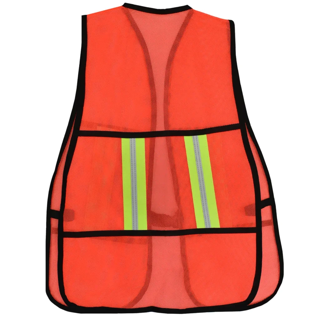 Chaleco de malla color naranja con cintas reflejantes2